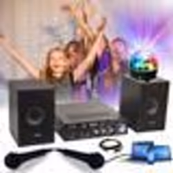 Pack KARAOKE-STAR2MKII Enfant - 2 Enceintes 2 Micros 1 Ampli Bluetooth USB SD 100W - Jeu Lumière Astro LEDS RGB - Cadeau Soir ...