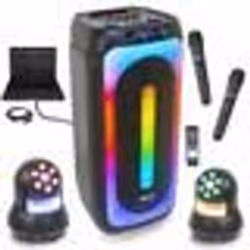 Pack Enceinte Bluetooth USB Karaoke Mooving Sound MS-MAGIC-SOUND1000 - 2 Micros - 2 Lyres STAR-WASH 30W DMW - Soirée Fête Nui ...