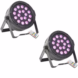 Pack de 2 Projecteurs Par Ibiza Light THINPAR-18X1RGB - DMX Télécommande LED Extra-plats Soirée Dj Fête Club Discothèque