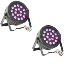 Pack de 2 Projecteurs Par Ibiza Light THINPAR-18X1RGB - DMX Télécommande LED Extra-plats Soirée Dj Fête Club Discothèque