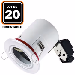 Lot de 20 Supports Spot BBC Blanc avec Douille GU10 Ce support de spot spécialement conçu pour le respect du label BBC (Batim ...