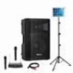 Pack karaoke Enceinte Active Bluetooth USB Ibiza XTK15A-MKII 600W - 2 micros sans fil -  Support tablette SMM20 - Mariage Fêt ...