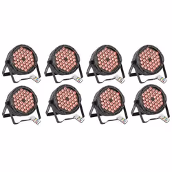Pack de 8 Projecteurs Par Ibiza Light THINPAR-36X1W-RGB - Télécommande DMX Extra-plats Soirée Dj LED Fête Club Discothèque