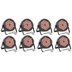 Pack de 8 Projecteurs Par Ibiza Light THINPAR-36X1W-RGB - Télécommande DMX Extra-plats Soirée Dj LED Fête Club Discothèque