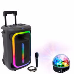 Pack Karaoké Enceinte Autonome Portable USB Bluetooth TWS 800W Ibiza MOBILE800 - 1 micro - Jeu Lumière Astro PARTY-ASTRO6 Mus ...