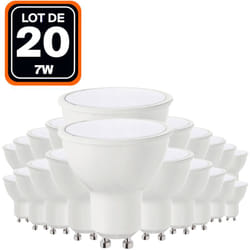 Europalamp - 20 Ampoules GU10 7W eq. 40W Blanc Chaud 3000K Haute Luminosité