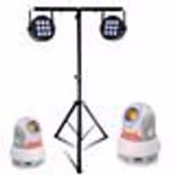 Pack Lumière Support Pied ML-SUPPORT-DJLIGHT 2 Projecteurs Ibiza THINPAR-9X6W-RGBW 2 Lyres 30W Spot - Soirée Fête Pro Dj Mari ...