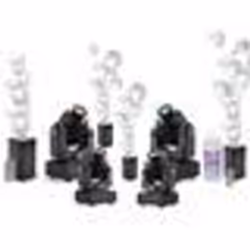 Pack Lumière - 4 Lyres LED PARTY-SPOT7 10W DMX - 4 Machines à Bulles Ibiza LED BUBBLE-DREAM - Scène DJ Fête Soirée Mariage