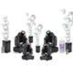 Pack Lumière - 4 Lyres LED PARTY-SPOT7 10W DMX - 4 Machines à Bulles Ibiza LED BUBBLE-DREAM - Scène DJ Fête Soirée Mariage