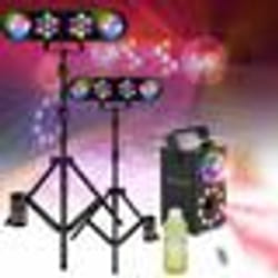 Pack MOOVING LIGHT - 2 Pieds Éclairages Lumières Projecteurs PAR Astros - Machine Fumée FOGGY-ASTRO LED Fête Bar Anniversaire