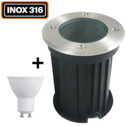 Europalamp - Spot Encastrable de Sol Rond Inox 316 Exterieur IP65 + Ampoule