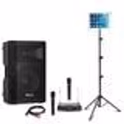 Pack Enceinte Karaoke Active USB Bluetooth Ibiza XTK10A-MKII 300W - 2 micros sans fil - Support tablette SMM20 - Anniversaire ...