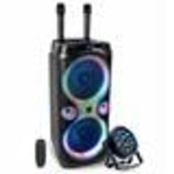 Pack Karaoké Enceinte USB Bluetooth TWS 1000W Ibiza Sound COLUMBA-KARAOKE - 2 Micros Sans Fil - Projecteur PAR LED PARTY-PAR181