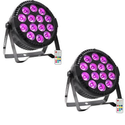 Pack 2 Projecteurs Par Ibiza Light THINPAR-14x6W-RGBW DMX Télécommande LED Extra-plats Soirée Dj Fête Bar Club Discothèque Ambiance