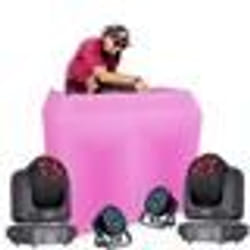 Pack Ibiza Régie DJ Booth Facade DS40 - 2 Lyres Spot 100W B-Eye 6x10W DMX - 2 Projecteurs PAR - Soirée Mariage Fête Pro