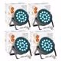 Pack de 4 Projecteurs Par Ibiza Light THINPAR-18X1RGB - DMX Télécommande Extra-plats LED Soirée Dj Club Fête Discothèque