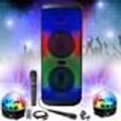 Enceinte Bluetooth USB sur batterie Karaoke 600W Mooving ELECTRO-SOUND600 TWS Télécommande - 2 Micros - 2 Jeux Lumière PARTY- ...