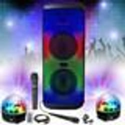 Enceinte Bluetooth USB sur batterie Karaoke 600W Mooving ELECTRO-SOUND600 TWS Télécommande - 2 Micros - 2 Jeux Lumière PARTY-ASTRO6