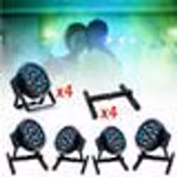 Pack de 4 Projecteur à LED RGB PARTY-PAR181 DMX 18x1W + 4 Embases sol Ibiza SL1 - Soirée - Anniversaire - DJ - Bar - Club