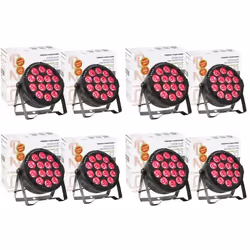 Pack 8 Projecteurs Par THINPAR-14x6W-RGBW Ibiza Light Télécommande DMX Extra-plats Soirée Ambiance Dj LED Bar Fête Club Disco ...