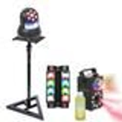 Pack Jeu Lumière Ibiza Spider DMX QUAD8-FX 8x10W - Pied Support Lyre STAR-WASH 30W - Machine à fumée 3en1 400W - Soirée Fête Dj