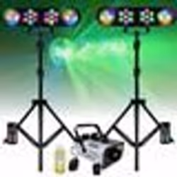 Pack Lumière 2 Portiques Mooving LEDBAR-ASTRO-RC 4 effets - Machine Fumée Ibiza LSM900W - Ambiance Soirée Fête Dj Club Bar