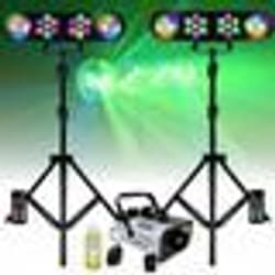 Pack Lumière 2 Portiques Mooving LEDBAR-ASTRO-RC 4 effets - Machine Fumée Ibiza LSM900W - Ambiance Soirée Fête Dj Club Bar