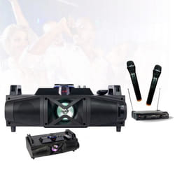 Pack Karaoké - Enceinte Bluetooth LEDS USB SD FM Compacte PARTY-FALCON - 2 Micros Sans Fils PARTY-200UHF-MKII Soirée Musique Fête