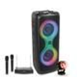 Pack Enceinte Karaoké sur batterie 700W Bluetooth USB TWS LED Ibiza Sound COLUMBA700 - 2 Micros Sans Fil - Effet Astro LED RGB