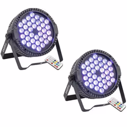 Pack de 2 Projecteurs Par Ibiza Light THINPAR-36X1W-RGB - DMX Télécommande LED Extra-plats Soirée Dj Fête Club Discothèque