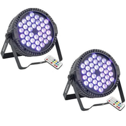 Pack de 2 Projecteurs Par Ibiza Light THINPAR-36X1W-RGB - DMX Télécommande LED Extra-plats Soirée Dj Fête Club Discothèque