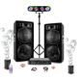 Pack Sono DJ 2 Enceintes Ibiza STAR212 2x1500W - Ampli 2x800W AMP1000-MKII - 2 Machines à Bulles - Portique Lumières PAR LEDRGB