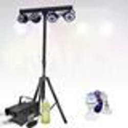 Pack Lumière complet Pied Support 6 Jeux de Lumières Projecteurs Par Astro - Machine à fumée - Produit fumée - PA DJ Mobile Soirée