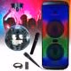 Enceinte Autonome sur batterie Karaoke USB Bluetooth Mooving ELECTRO-SOUND600 - 2 Micros - Boule à facette motorisée - Soirée ...