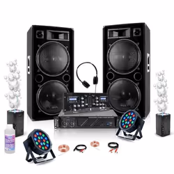 Pack Sono 2 Enceintes 2x1500W Ibiza STAR212 - Ampli AMP1000-MKII 2x800W - Table Mixage DJM250BT-MKII - 2 Machines à Bulles - ...