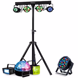Pack 8 Jeux de Lumière Ibiza DJLIGHT60 - Projecteurs - Moonflower - Strobo - Astro - Derby - Pied Support - Soirée - DJ Mobil ...
