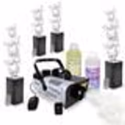 Pack Lumière Machine fumée 900W Ibiza LSM900W - 4 Machines à Bulles LED BUBBLE-DREAM - Liquides inclus - Mariage DJ Soirée