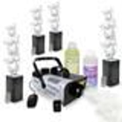Pack Lumière Machine fumée 900W Ibiza LSM900W - 4 Machines à Bulles LED BUBBLE-DREAM - Liquides inclus - Mariage DJ Soirée