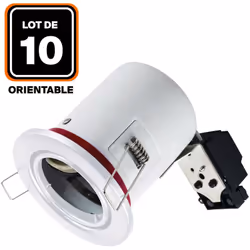 Lot de 10 Supports Spot BBC Blanc avec Douille GU10 Ce support de spot spécialement conçu pour le respect du label BBC (Batim ...