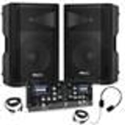Pack Sono DJ Ibiza 2 Enceintes Actives XTK15A-MKII 15 600W - Table Mixage Bluetooth DJM250BT-MKII USB - Casque - Câbles - Soirée