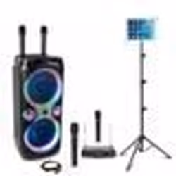 Pack karaoke Enceinte USB Bluetooth Ibiza COLUMBA-KARAOKE 1000W - 4 micros sans fil - Support tablette SMM20 - Soirée DJ Sono