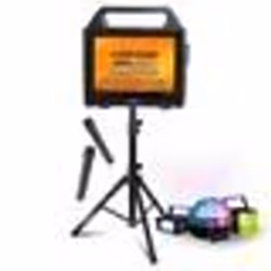 Pack Karaoké Enceinte Autonome Ecran USB Bluetooth Ibiza KARAVISION sur Pied - 3 Jeux Lumière Astro Strobe Derby - Evénements