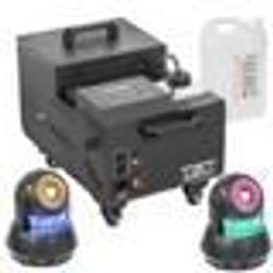 Pack Lumière Machine à Fumée Lourde 1500W - 2 Lyres 30W Spot Ibiza Light - Soirée Fête Danse Dj Mariage
