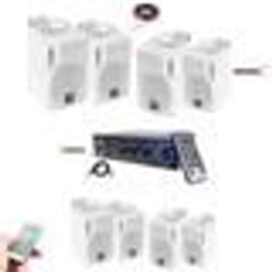 Pack Hifi Ampli Bluetooth Stéréo USB SD LTC MFA1200USB-BT-BL 2x50W - 4 Paires Mini Enceintes B416 Blanches 80W