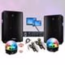 Pack Sono Karaoké Ampli Stéréo Bluetooth USB SD LTC MFA1200USB-BT-BL 2x50W - 2 Enceintes Ibiza 2x300W - 2 Micros - Jeu Lumièr ...