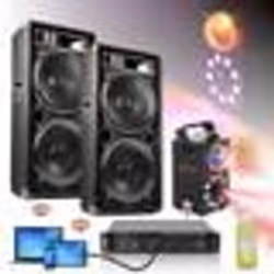 Pack Sono Enceintes 2 x 1000W IBIZA SOUND - Ampli 2x800W - Machine Fumée LED FOGGY-ASTRO - Liquide 1L - Cadeau Dj Salle des f ...