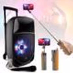 Enceinte mobile Nomade Bluetooth 300W PARTY-8LED Micro Karaoke - Enceinte perche à selfie FREESOUND-SELFIE Musique Fête Soiré ...