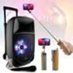 Enceinte mobile Nomade Bluetooth 300W PARTY-8LED Micro Karaoke - Enceinte perche à selfie FREESOUND-SELFIE Musique Fête Soirée