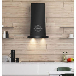 Hotte aspirante murale - GURARI - 466 90 BL Pr - 90 cm - 1000 m³/h - Noir avec verre