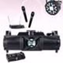 Enceinte Bluetooth LEDS USB SD FM Compacte PARTY-FALCON - 2 Micros Sans Fils UHF - Projecteur PAR 2-en-1 Stroboscope Fête Soi ...